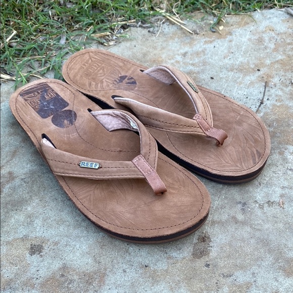REEF sandals Women's Drift Away Flip Flop Thong Leather Size 6 Beach Boho Surf - Picture 1 of 5